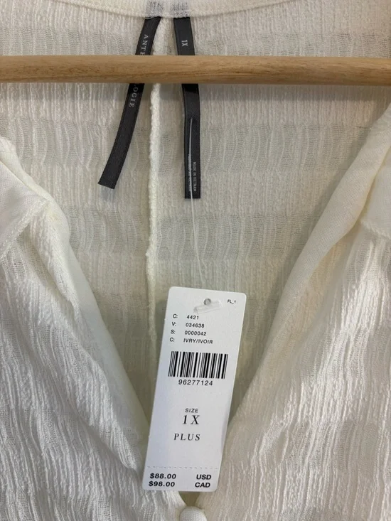 Anthropologie Cream Button-Front Long Sleeve Blouse - Picture 4 of 4